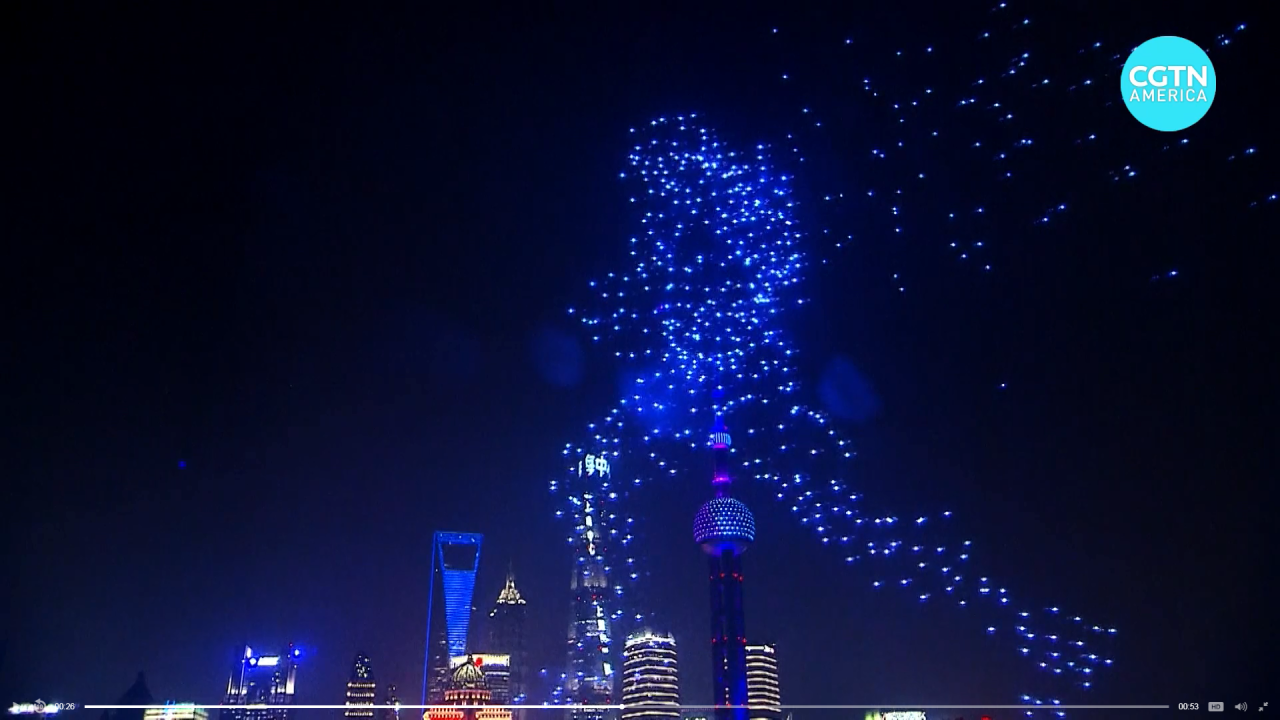 Shanghai drones oud nieuw droneshow opgenomen spectaculaire blijkt tweeduizend actie